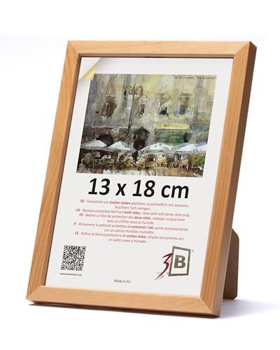3-B cornice LUND cornice in legno naturale 13x18 cm, cornice per foto, cornice per ritratto con vetro acrilico