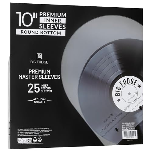 Big Fudge Vinyl Premium 10-Inch Round Bottom Inner Vinyl Sleeves - Anti Static Rice Paper for...