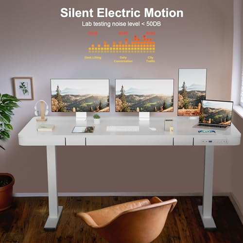 image for Furmax Electric Standing Desk with Drawer 55 x 24 Inch Adjustable Heig