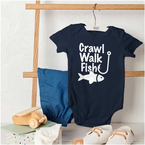 Image of Brisco Brands Crawl Walk Fish Funny Fishing Routine Humor Romper Bodysuit