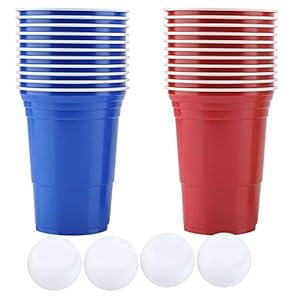 Beer Pong Set, Drink Games Set Beer Pong Cups ‑ 22 Cups 4 Ping ‑ Pong Balls
