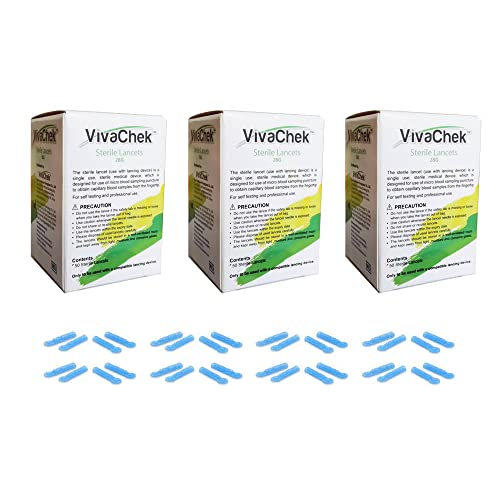 Blood Glucose Lancets x 150pcs 28G for Diabetics Test Single use Sterile Lancets Compatible with Most Lancing Devices (Packs of 3)