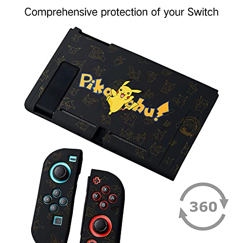 Perfectsight Protective Case Compatible With Nintendo Switch | Cute Soft Tpu Anti-Slip Skin Grip Cover | Hard Shell Dockable Case | Anti-Scratch Shockproof Slim Cover Case | Kawaii Pika #TOP4