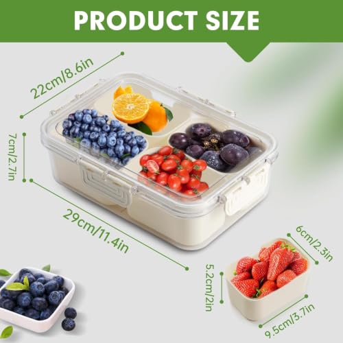Image of 4-Compartment Spice Storage Container, Airtight Seasoning Box with Clear Lid & Locking Clips, Kitchen Condiment Organizer for Dried Herbs, Spices & Snacks