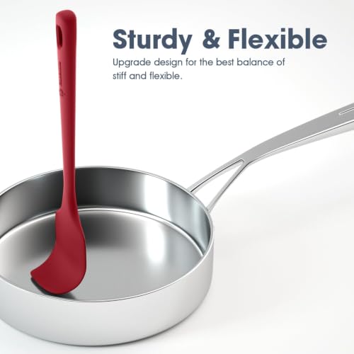 Image of ChefAide 5 Pieces Silicone Spatula Set, Food Grade Rubber Spatula, Upgrade Strong Handle with Ergonomic Grip, Heat Resistant Up to 600F for Nonstick Cookware, Cooking