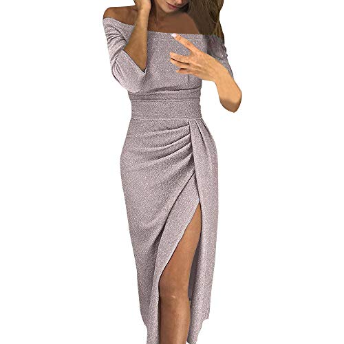 Robe de soirée élégante fente latérale moderne et design asymétrique