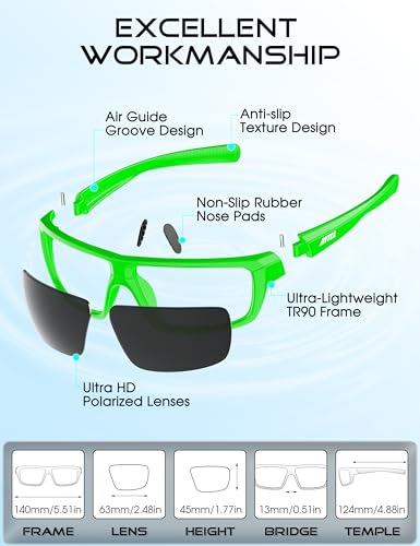 Image of ATTCL Polarized Sunglasses Men for Fishing: UV Protection Lightweight TR90 Sports Wrap Sun Glasses Driving Golf Running