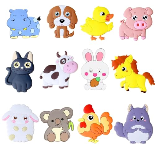 ZHAOYCSH 12 Pièces Aimants Frigo Animaux - Magnétiques Réfrigérateur en Silicone 3D pour...