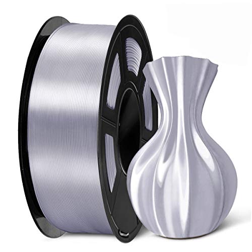 SUNLU Silk Silver PLA Filament 1.75mm 3D Printer Filament, 1KG 2.2 LBS Spool