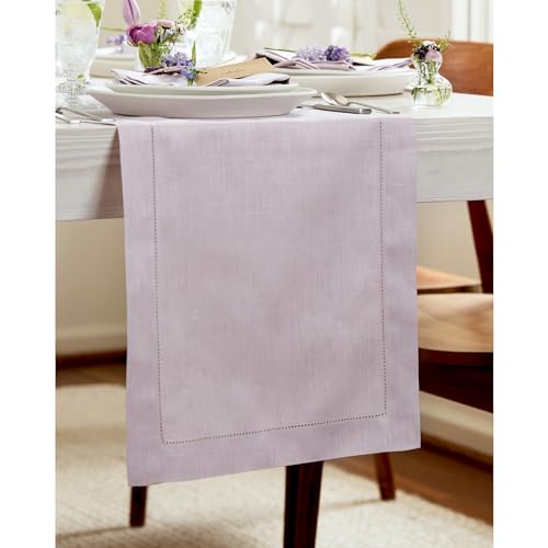 image for Solino Home Linen Table Runner 48 Inches - 100% Pure Linen Lilac Hemst