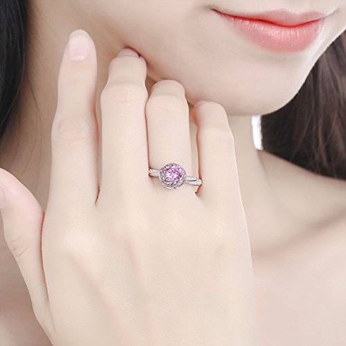 5.5x5.5mm Round Simulated Blue Topaz 925 Sterling Silver Swirl Double Halo CZ Engagement Ring for Women2