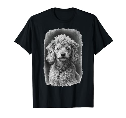 Lindo perro caniche miniatura amor mamá y papá retro Camiseta