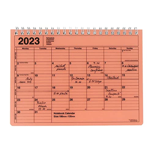 手帳 2023 スケジュール帳 ダイアリー 2023年1月始まり 月間ブロック S ノートブックカレンダー・S マークス オレンジ 23WDR-NB2-OR