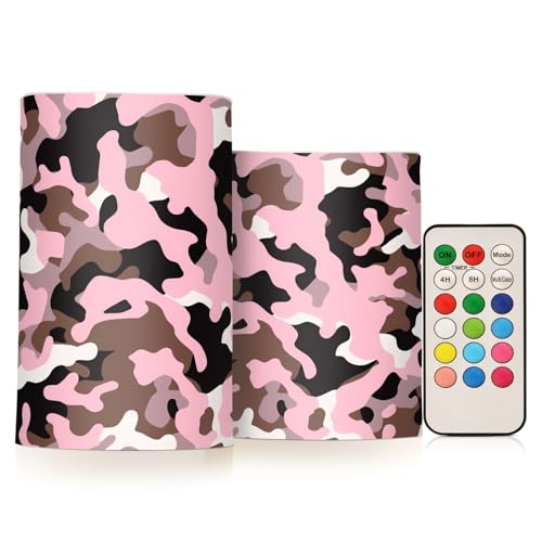 Lot de 2 bougies réalistes haut de gamme GuoChe aspect camouflage marron