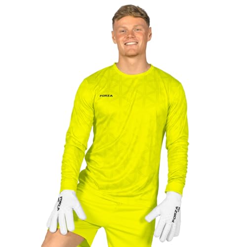 FORZA Men’s Long-Sleeve Goalkeeper Jerseys [XS-XXL] - Premium Football Jerseys with Sweat-Wicking Finish - Available in Four Vibrant Colours (UK, Alpha, M, Regular, Regular, Fluro Yellow)