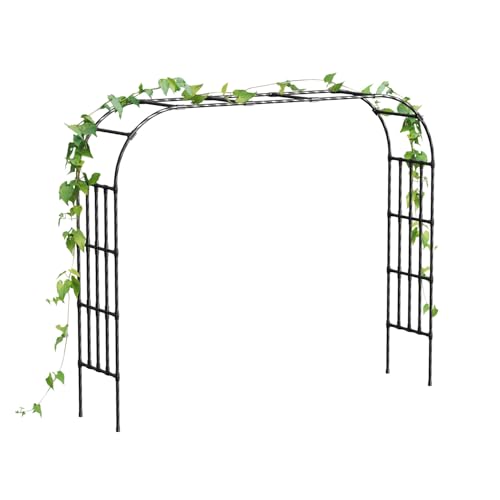 Garden Arch Trellis,114 x102.4 in Extra Wide Sturdy Metal Arbor for Climbing Plants,Grape Trellis Vine Support for Flower Vegetable,Wedding Arch Backdrop Stand for Ceremony Party by Plus Yard - Used condition - US$101.99