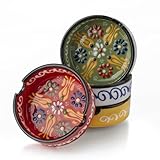 Ceramic Ashtray, Hand-Painted Smokeless Asthray Indoor, Handmade Cigar Ashtray Set of 4, Multicolor Smokeless Ashtray, Decorative Outdoor Ashtray (Sultan Garden)