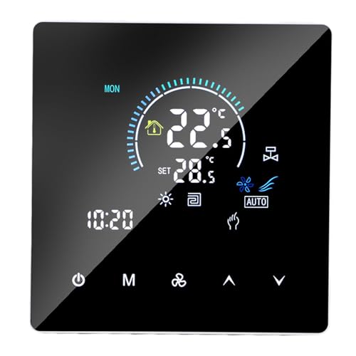 BAFOVY Termostato de Calefacción por Suelo Radiante para Aire Acondicionado, Pantalla Táctil a Color y WiFi Inteligente Programable, Rango de 5-60 ℃ para el Hogar y la Oficina