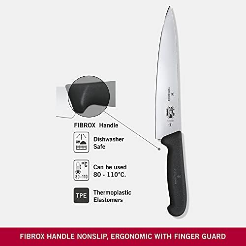 Victorinox" Fibrox Straight Edge Carving Knife with 22 cm Blade, nylon, Black, 30 x 5 x 5 cm