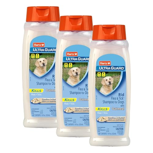 Image of Hartz UltraGuard Rid Flea & Tick Oatmeal Dog Shampoo, 18 oz Bottle (Pack of 3)