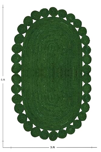 Tapis ovale 122x183 cm en jute tressé vert pour votre salon