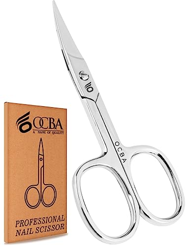 OCBA Forbici per unghie professionali in acciaio inossidabile con lama curva affilata per unghie spesse per uomini e donne