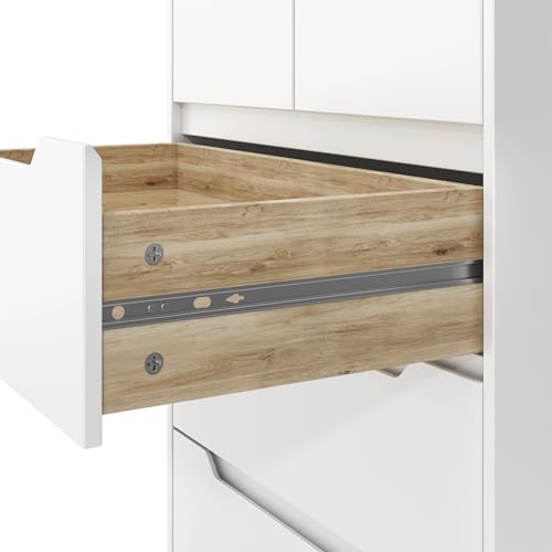Blishom Kommode mit 5 Schubladen, Kommode für Schlafzimmer, für Büro, Wohnzimmer, Schlafzimmer, Flur, Möbel, 72x41x94 cm, Weiß