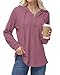 Tanmolo Hoodie Damen Kapuzenpullover Knopfleiste Leichter Pullover Langarm Sweatshirt Tops für Herbst Altrosa, L