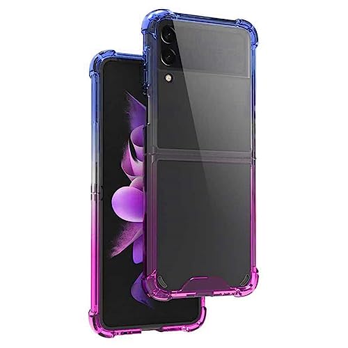 Coque Z Flip 4 transparente anti-rayure résolvant les chutes avec airbag silicone bleu violet