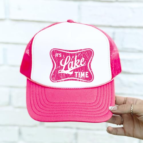 Image of It's Lake Time Summer Classic 5 Panel Foam Front Mesh Snap Back Trucker Hat