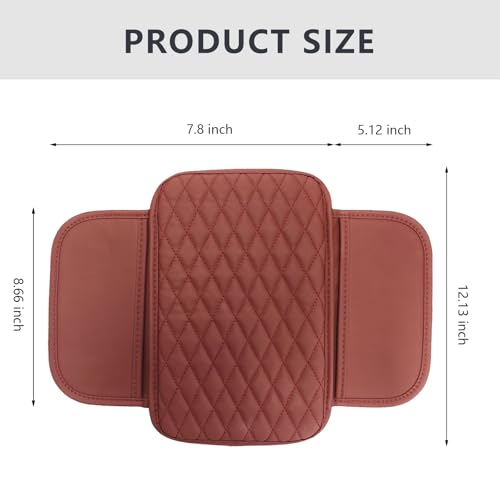 XUPEIXUN Car Center Console Cover,Microfiber Leather Car Armrest Cover Cushion with Storage Bags, Universal Car Armrest Storage Box Car Interior Accessories for Most Vehicles, Red — view 2