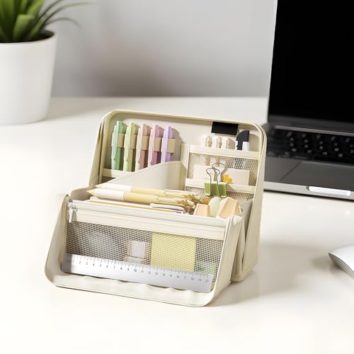 Grande trousse à crayons avec plusieurs compartiments d'école et bureau - 4