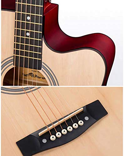 41 pulgadas guitarra color madera fullba principiante cara sola guitarra macho y hembra estudiante piano (café)