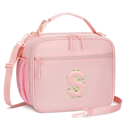 CLOUDWINGS Kids Lunch Box Large Initial Insulated Lunch Bag for Girls