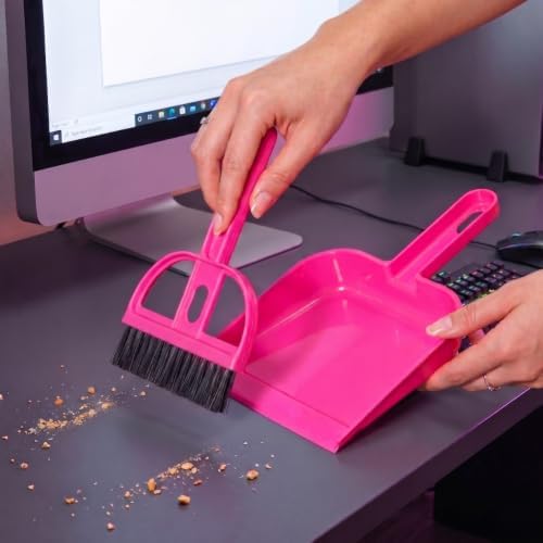 3‑Pack Mini Hand Broom and Dustpan Set, Small Portable Cleaning Brush with Dust Pan for Desk, Car, Pet Hair & Waste, Mixed Colors — 사진 2