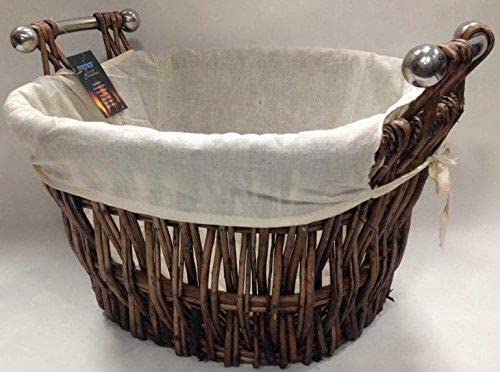 Manor Brown Fireside Quality Bampton Fireplace Willow Log Carrying Basket With Liner 1338L