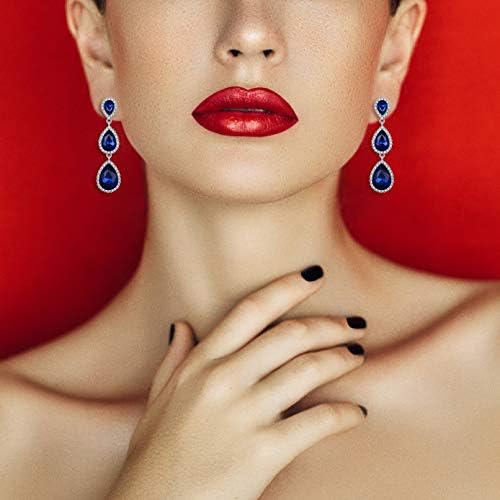 EleQueen Women's Gold-tone Austrian Crystal Teardrop Pear Shape 2.5 Inch Long Earrings - Image 2