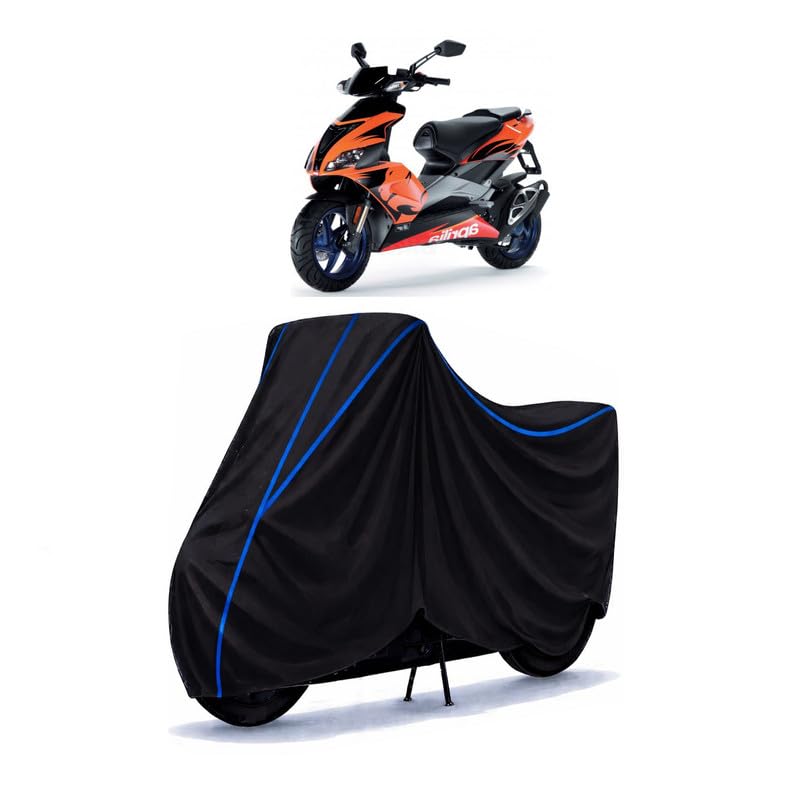 Image of Scooty Cover Water Resistant for SR 50 R | Universal Scooter & Bike Cover | Heavy Duty UV Protection | Dust, Rain & Scratch Protection | Elastic Fit All Weather Indoor Outdoor | Black with Blue Piping