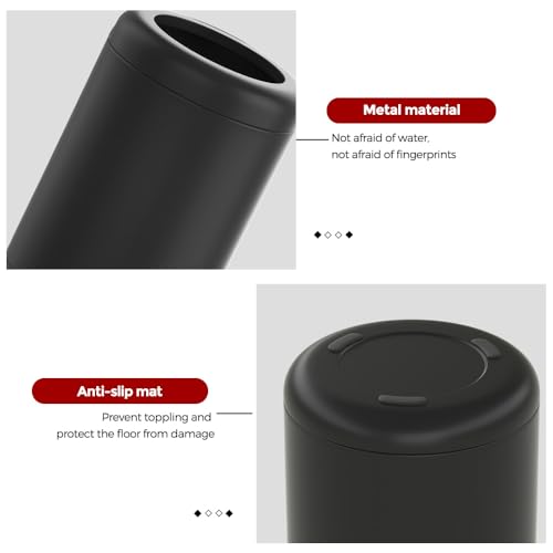 Image of 8L /2.1gal Black Bathroom Trash Can,Small Bedroom Garbage Can,Open Top Trash Can for Bathroom,Powder Room,Bedroom,Office (Black)