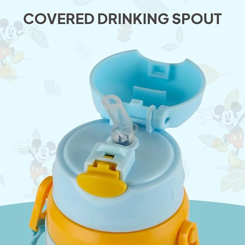 Image of Cello Kidzbee Autumn 600 Mickey Mouse Design Insulated Kids Sipper Water Bottle 600 ml |Food Grade, 3D Touch & Feel Design, BPA Free, Leakproof Easy Press Open Flip Top Cap Insulated Kids Water Bottle