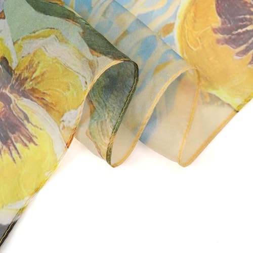 JWSilk Long Silk Chiffon Scarf Floral Print4