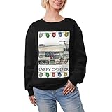 Polyvalence polyvalente : s'adapte parfaitement à la détente à la maison, aux trajets quotidiens, aux voyages ou aux réunions décontractées en plein air. Ce sweat-shirt chaud imprimé Happy Camper pour femme s'adapte à toutes les occasions d'hiver. Son style décontracté se marie sans effort avec des jeans, des leggings ou des jupes pour un look décontracté poli.