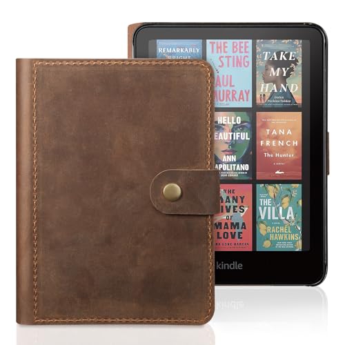Image of CoBak Premium Genuine Cowhide Leather Case for 7 inch E-Readers - Smart Cover with Auto Sleep Wake Feature for E-Readers 2024 Released