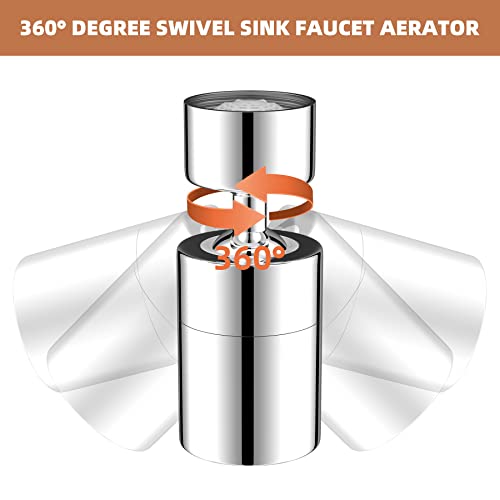 Waternymph 360 Degree Swivel Sink Faucet Aerator, Big Angle High Pressure Large Flow Aerator Dual Function Kitchen Faucet Aerator,55/64 Inch Female Thread Polished Chrome #TOP3