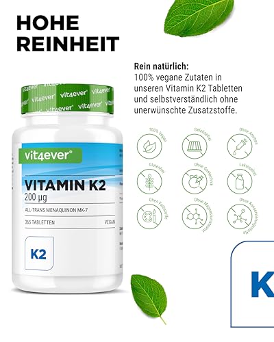 Vitamin K2 MK7-365 Tabletten - 200 µg pro Tablette - All-trans Gehalt >99,7% MK-7 Menaquinon - Hochdosiert - Ohne unerwünschte Zusätze- Vegan – Bild 4