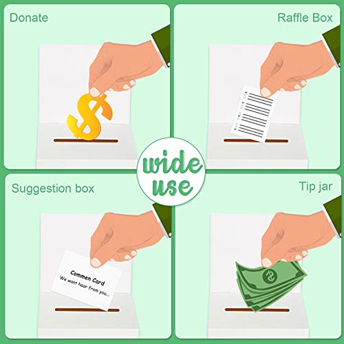 2 Pcs Ballot Box Raffle Box Donation Box For Fundraising, 6 X 6 X 6 Inches Cardboard Box With Slot For Ticket And Removable Header Charity Box For Collecting Business Card Voting Contest (White) #TOP5
