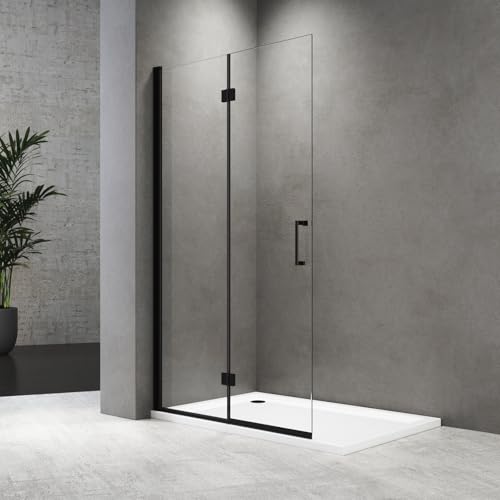 Duschabtrennung 120x195cm Walk-IN Falttür Schwarz, Duschabtrennung Dusche...