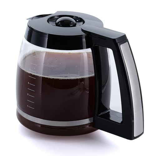 Replacement 12-Cup Glass Carafe, Compatible with Cuisinart Coffee Maker, Replaces DCC-1200PRC (Decorative Stainless-steel Handle)
