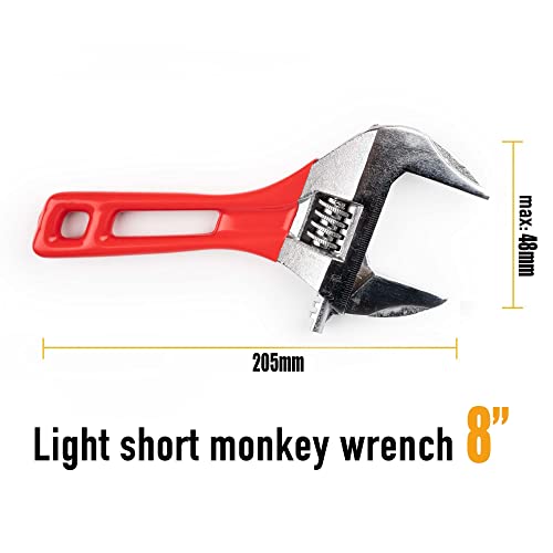 J.h. Metal Large Opening Spanner Adjustable Wrench With Short Handle And Measurement Scales Engraved, Wide Jaw (8 Inch) #TOP2