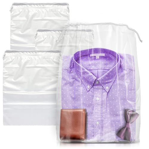 Disposable Drawstring Bags PE 2 Mil with Double Cotton Drawstrings